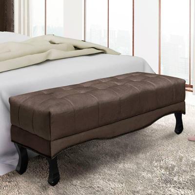 Recamier 1,40m Com Pés Luis Xv E Capitonê Em Tecido Veludo Vicenza - Lucadi Marrom