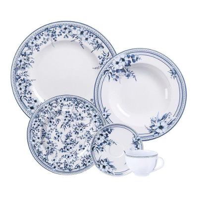 Aparelho De Jantar Tramontina Azzura 20 Peças Em Porcelana Decorada