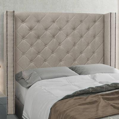 Cabeceira Casal Queen 1,60m Com Matelassê E Tachas Em Tecido Linho Imperial – Lucadi Rústico Areia