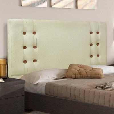 Cabeceira Solteiro 0,90m Estofada Com Botões Em Madeira Cerejeira Em Tecido Linho Georgia – Lucadi Rústico