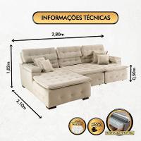 Sofá Orlando 2.80x2.10m Com Chaise, Retrátil E Reclinável - Bege - 2