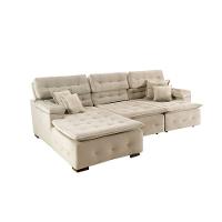 Sofá Orlando 2.80x2.10m Com Chaise, Retrátil E Reclinável - Bege - 3