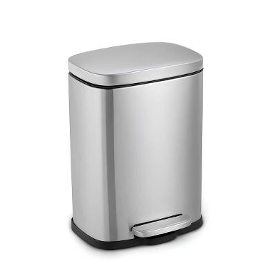 Lixeira De Pedal Compacta Em Inox 5l Com Balde Removível Para Ambientes Modernos
