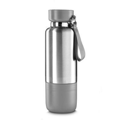 Garrafa Térmica Inox 500ml Com Copo E Compartimento Prático - Cinza Elegante