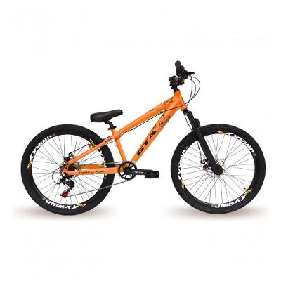 Bicicleta Aro 26 Gta Rebel Freeride Downhill Single 7v Rodas Vmaxx Freio A Disco Pneu Flame Preto Laranja