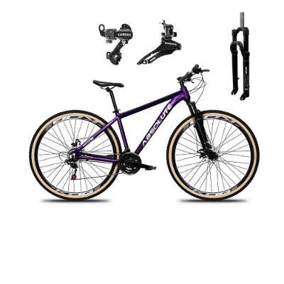 Bicicleta Aro 29 Absolute Nero 5 Câmbios Shimano 24v Alumínio Garfo Com Trava Mountain Bike Roxo Tam: 19