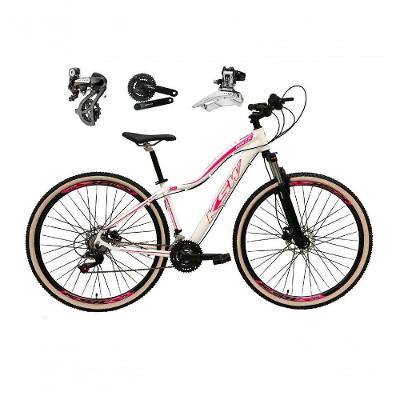 Bicicleta Aro 29 Ksw Mwza Feminina Shimano Altus 24v Freio A Disco Hidráulico Garfo Com Trava branco-rosa Tam: 17