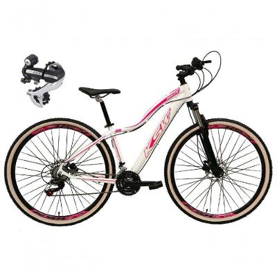 Bicicleta Feminina Aro 29 Ksw Mwza Câmbio Shimano Acera 24v Aluminio K7 Garfo Trava Freio A Disco branco-rosa Tam: 15