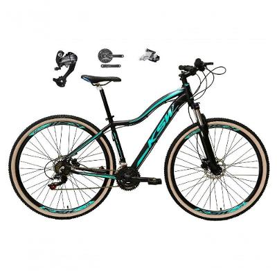 Bicicleta Aro 29 Ksw Mwza Feminina Câmbios Shimano Altus 27v Freio Hidráulico K7 Garfo C-trava preto-Azul Tam: 15