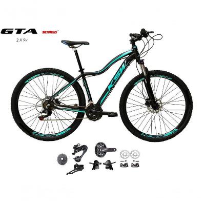 Bicicleta Aro 29 Feminina Ksw Mwza Kit 2x9 Gta Sunrun K7 Freio A Disco Garfo Com Trava preto-Azul Tam: 17