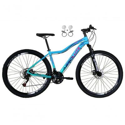 Bicicleta Aro 29 Absolute Hera Feminina Alumínio 21v Freio Hidraulico Garfo Suspensão Mtb Azul-Verde Tam: 15
