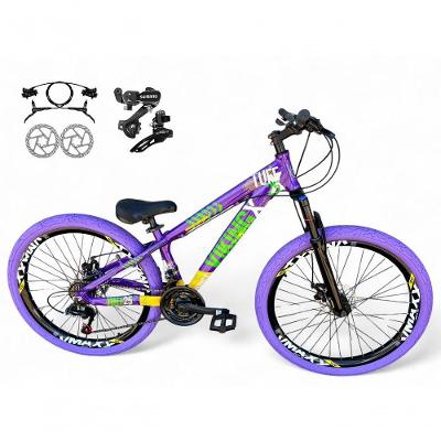 Bicicleta Aro 26 Vikingx Tuff Câmbios Shimano Freio Hidráulico 21v Freeride Aro Vmaxx Flame Roxo-amarelo-Verde X25
