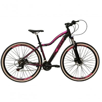 Bicicleta Aro 29 Ksw Mwza Feminina Alumínio Câmbios Shimano 24v Freio Hidráulico K7 Garfo C-trava preto-rosa Tam: 15