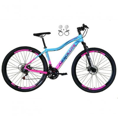 Bicicleta Aro 29 Absolute Hera Feminina Alumínio 21v Freio Hidraulico Garfo Suspensão Mtb Azul-rosa Tam: 15
