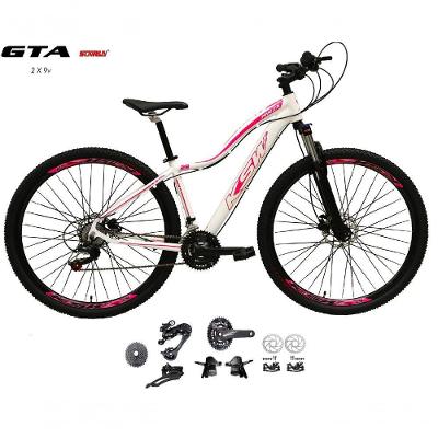 Bicicleta Aro 29 Feminina Ksw Mwza Kit 2x9 Gta Sunrun K7 Freio A Disco Garfo Com Trava branco-rosa Tam: 15