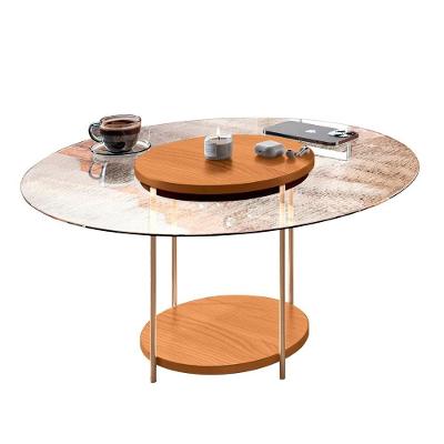 Mesa De Centro Redonda Tampo De Vidro Mindy H01 Cinamomo - Mpozenato