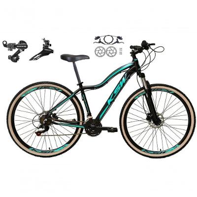Bicicleta Feminina Aro 29 Ksw Mwza Alumínio 24v Cambios Shimano Freio A Disco Hidraulico preto-Azul Tam: 17