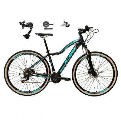 Bicicleta Aro 29 Ksw Mwza Feminina Câmbio Shimano Alívio-altus 27v Freio Hidráulico Garfo C-trava preto-Azul Tam: 15