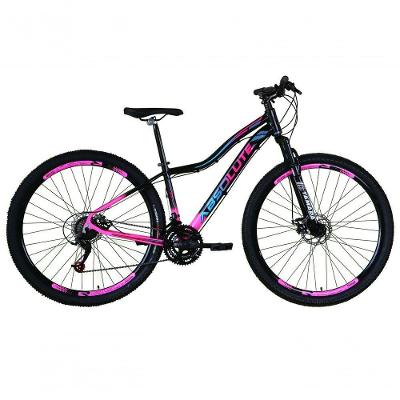Bicicleta Aro 29 Absolute Hera Feminina 24v Freio A Disco Garfo Suspensão Mtb Alumínio preto-rosa Tam: 15