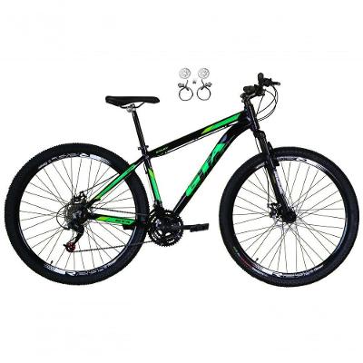 Bicicleta Aro 29 Gta Start Freio Hidráulico 21v Alumínio Mountain Bike Garfo Suspensão preto-Verde Tam: 21