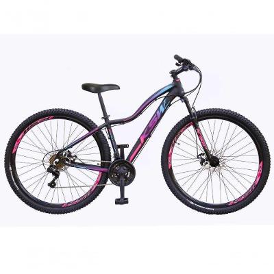 Bicicleta Aro 29 Ksw Mwza Feminina Alumínio 21v Freio A Disco Garfo Suspensão Mtb preto-pink-Azul Tam: 15