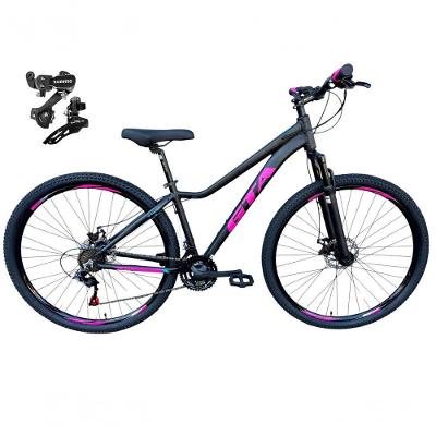 Bicicleta Aro 29 Gta Start Câmbios Shimano 21v Freio A Disco Mountain Bike Alumínio preto-rosa Tam: 15