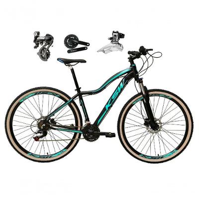 Bicicleta Aro 29 Ksw Mwza Feminina Shimano Altus 24v Freio A Disco Hidráulico Garfo Com Trava preto-Azul Tam: 17