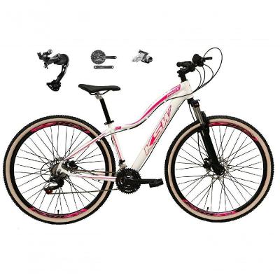 Bicicleta Aro 29 Ksw Mwza Feminina Câmbio Shimano Alívio-altus 27v Freio Hidráulico Garfo C-trava branco-rosa Tam: 17