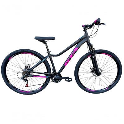 Bicicleta Aro 29 Gta Start Alumínio 27v K7 Freio A Disco Garfo Suspensão Mountain Bike preto-rosa Tam: 15