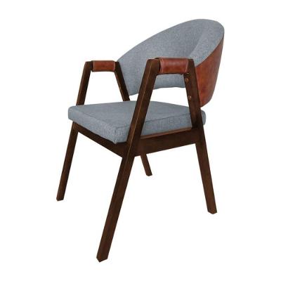 Cadeira De Jantar Madeira Maciça Hélen Compose Facto Ocre Cinza Linho Mel