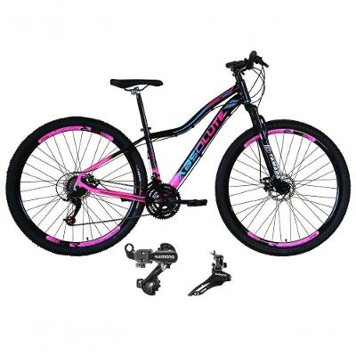 Bicicleta Aro 29 Absolute Hera Feminina 21v Cambios Shimano Freio A Disco Mtb Alumínio preto-rosa Tam: 15