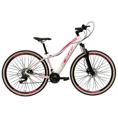 Bicicleta Aro 29 Ksw Mwza Feminina 27v Aluminio Freio A Disco Hidráulico K7 Garfo Com Trava branco-rosa Tam: 15