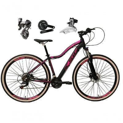 Bicicleta Aro 29 Ksw Mwza Feminina Shimano Altus 24v Freio A Disco Hidráulico Garfo Com Trava preto-rosa Tam: 15
