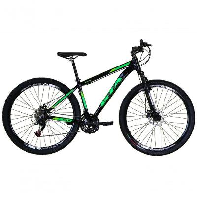 Bicicleta Aro 29 Gta Start Alumínio 27v K7 Freio A Disco Garfo Suspensão Mountain Bike preto-Verde Tam: 15