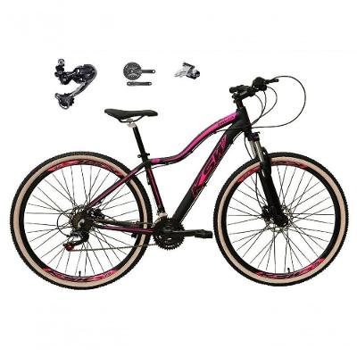 Bicicleta Aro 29 Ksw Mwza Feminina Câmbio Shimano Deore-altus 27v Freio Hidráulico Garfo C-trava preto-rosa Tam: 17