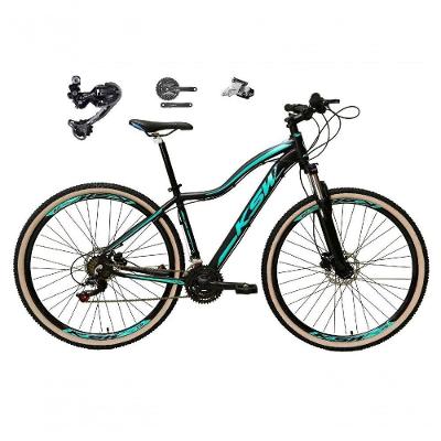 Bicicleta Aro 29 Ksw Mwza Feminina Câmbio Shimano Deore-altus 27v Freio Hidráulico Garfo C-trava preto-Azul Tam: 15