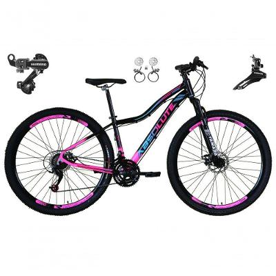 Bicicleta Aro 29 Absolute Hera Feminina 21v Cambios Shimano Freio Hidraulico Mtb Alumínio preto-rosa Tam: 15