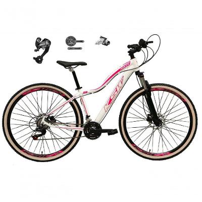 Bicicleta Aro 29 Ksw Mwza Feminina Câmbios Shimano Altus 27v Freio Hidráulico K7 Garfo C-trava branco-rosa Tam: 17