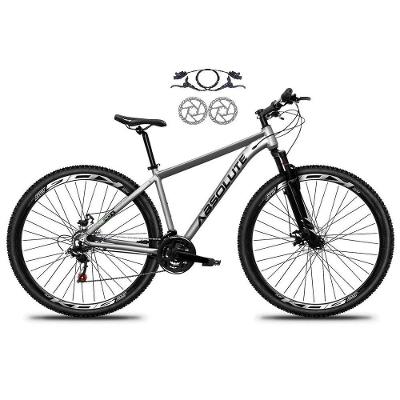 Bicicleta Aro 29 Absolute Nero 5 Alumínio 21v Freio Hidráulico Garfo Suspensão Mountain Bike cinza Tam: 17