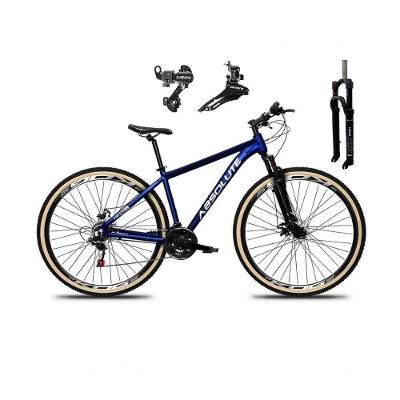 Bicicleta Aro 29 Absolute Nero 5 Câmbios Shimano 24v Alumínio Garfo Com Trava Mountain Bike Azul Tam: 21