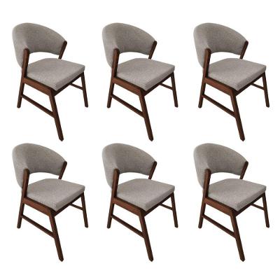 Kit 6 Cadeiras De Jantar Madeira Maciça Débora Linho Premium Mel;Bege Linho