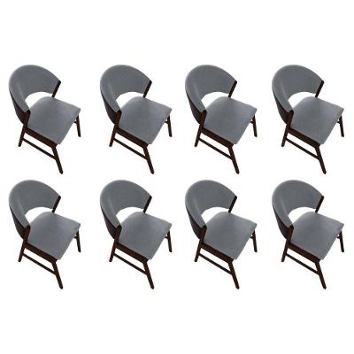 Kit 8 Cadeiras De Jantar Madeira Maciça Débora Em Facto Ocre Cinza Linho Castanho