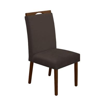 Cadeira Mesa De Jantar Madeira Maciça Veludo Premium Heloísa Marrom Mel