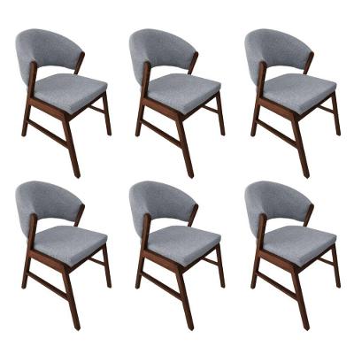 Kit 6 Cadeiras De Jantar Madeira Maciça Débora Linho Premium Mel;Cinza Linho