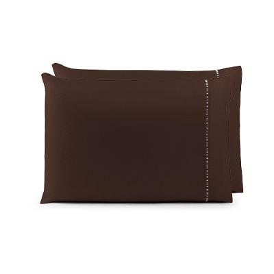 Par De Fronhas 70cm X 50cm 2 Peças Laura Toque Percal 400 Fios 100% Poliéster - Marrom