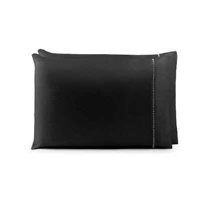 Par De Fronhas 70cm X 50cm 2 Peças Laura Toque Percal 400 Fios 100% Poliéster - Preto
