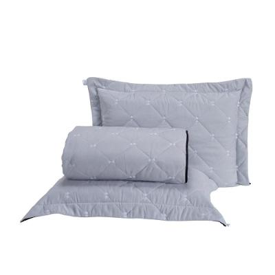 Kit Cobre Leito Dupla Face Casal Queen 3 Peças Bordado Essence Hipercal 400 Fios 100% Poliéster - Cinza