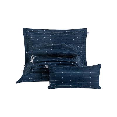 Kit Cobre Leito Queen + Almofada 5 Peças Bordado Urbany Hipercal 400 Fios 100% Poliéster - Azul Marinho