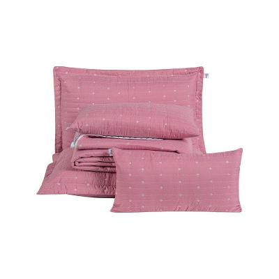 Kit Cobre Leito Queen + Almofada 5 Peças Bordado Urbany Hipercal 400 Fios 100% Poliéster - Rosê