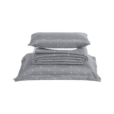 Kit Cobre Leito Solteiro + Almofada 4 Peças Bordado Urbany Hipercal 400 Fios 100% Poliéster - Cinza